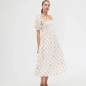 Hill House Scarlett Midi Nap Dress - Nautical Trellis Linen